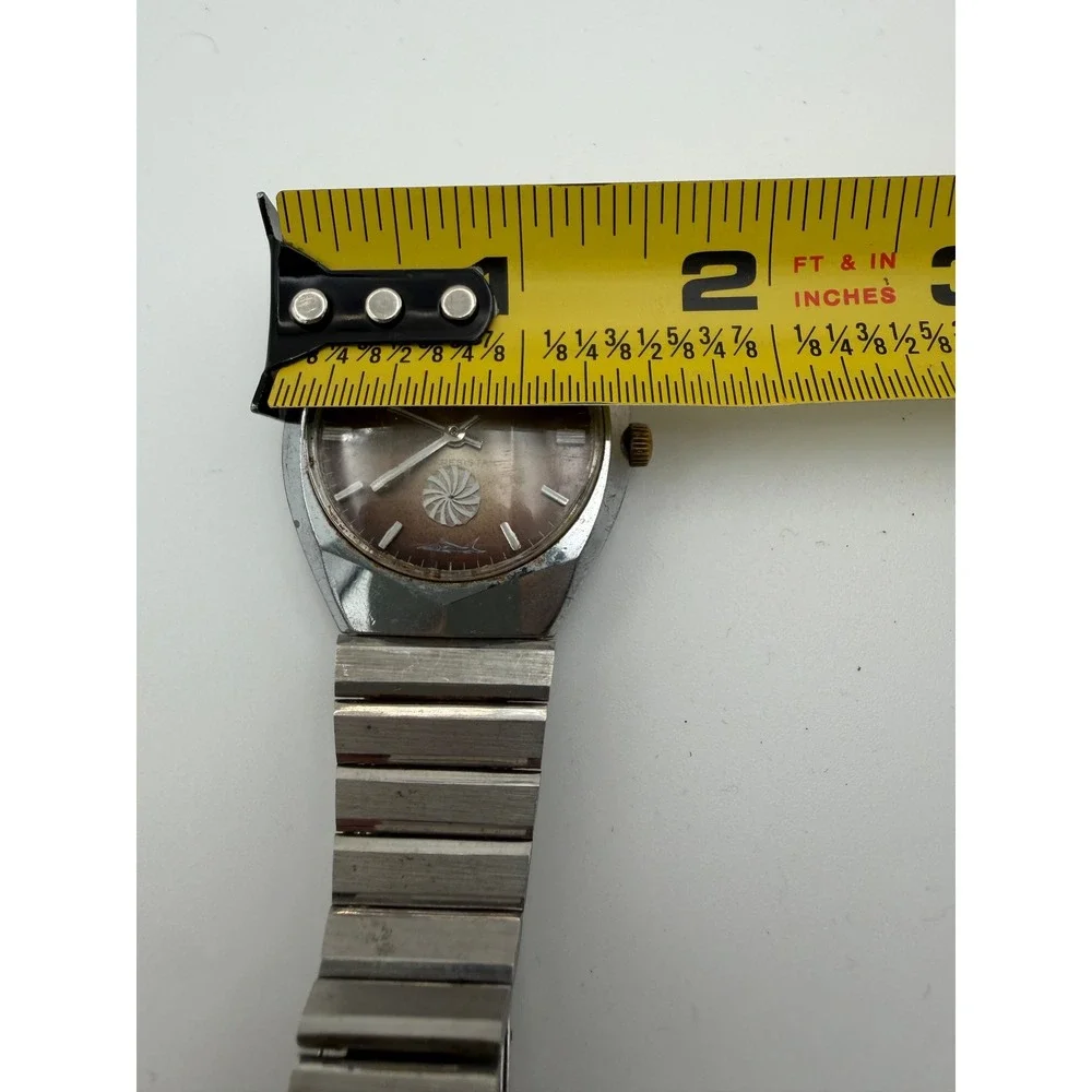 Vintage Exacta 17 Jewels Watch Brown Dial Shark Logo For Parts Untested